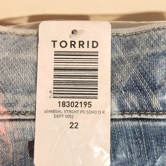 ❤️NWT VINTAGE TORRID JEANS - BOMBSHELL STRAIGHT STRETCH HIGH RISE DISTRESSED - Picture 6 of 12